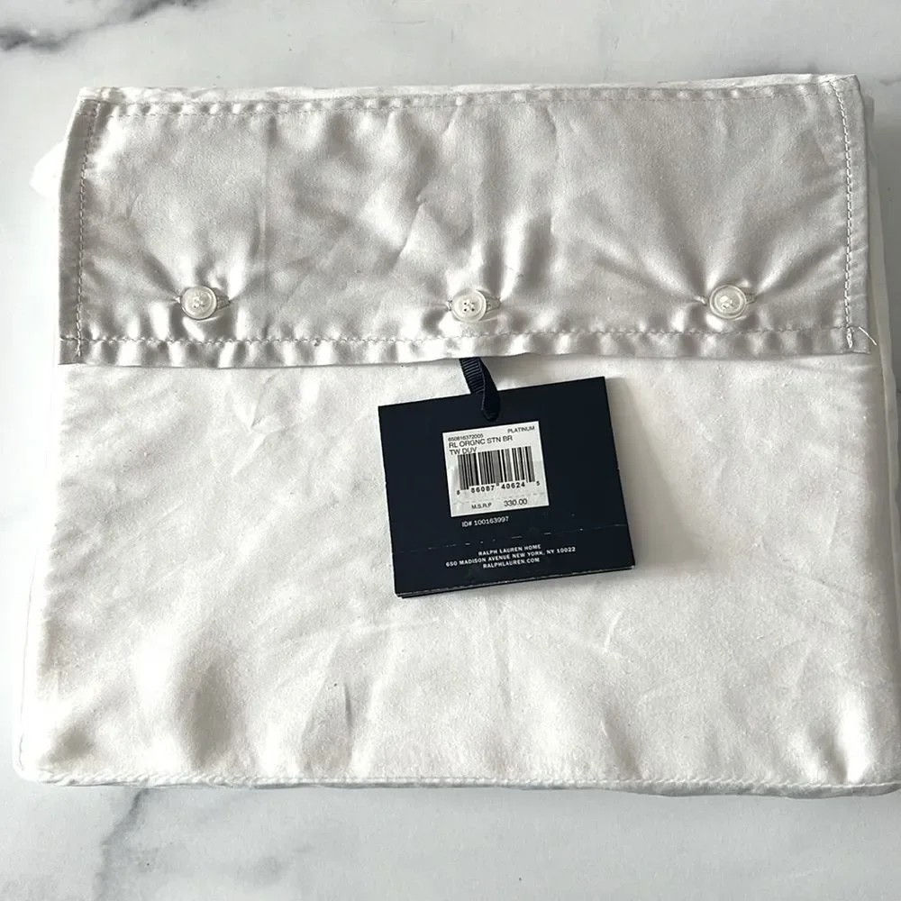 Ralph Lauren RL Organic Sateen Border Duvet Cover, Twin, New